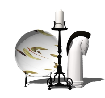 欧式烛台灯马头摆件su模型