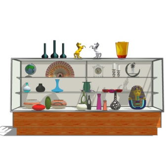 中式陶瓷器皿柜架su模型