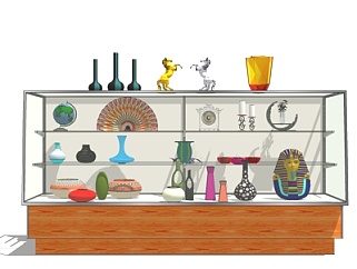 中式陶瓷器皿柜架su模型