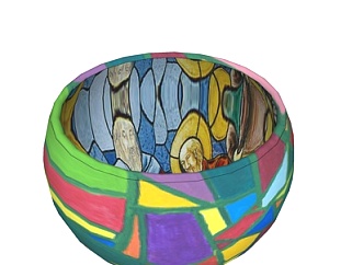 现代陶艺彩色器皿su模型
