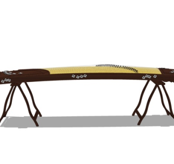 中式实木古筝su模型