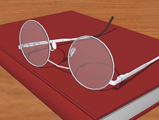 现代眼镜书籍su模型