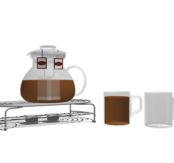 现代玻璃茶壶茶杯su模型