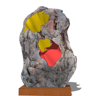 现代石头雕塑摆件su模型