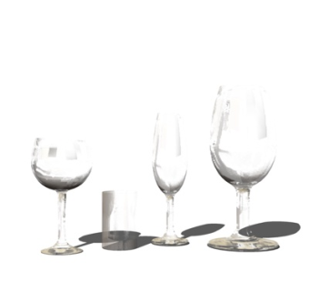 现代玻璃红酒杯su模型