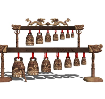 中式青铜编钟su模型