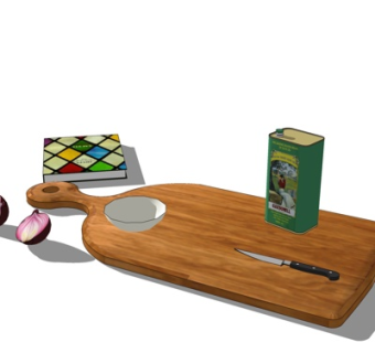 现代实木砧板su模型