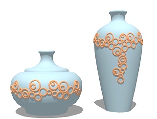 现代陶瓷花瓶摆件su模型