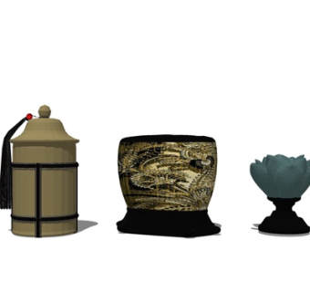 中式饰品摆件su模型