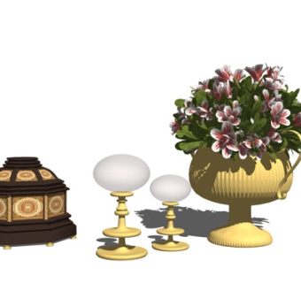 现代金属花瓶su模型