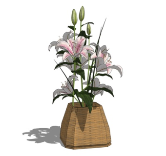 现代藤编花瓶su模型