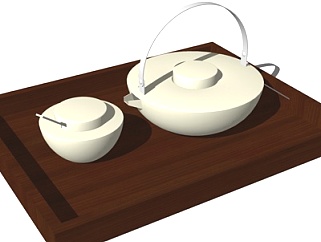 现代茶壶茶杯组合su模型