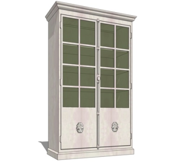 现代实木衣柜su模型