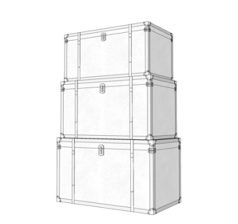 现代实木储物箱su模型