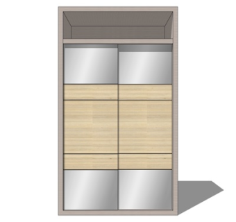 现代实木衣柜su模型