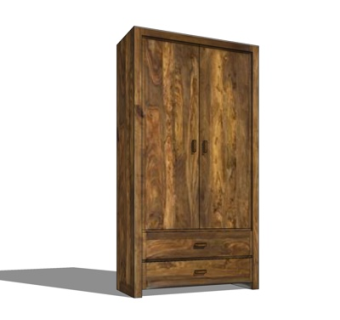 现代实木衣柜su模型
