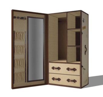 现代实木衣柜su模型