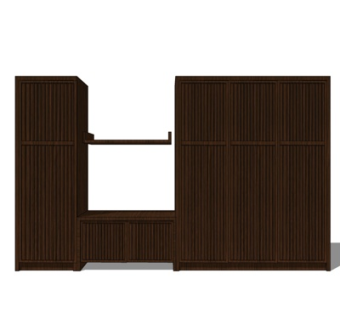 现代实木衣柜su模型