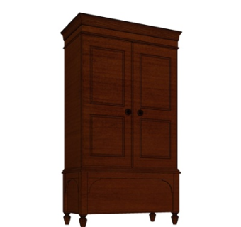 欧式实木衣柜su模型