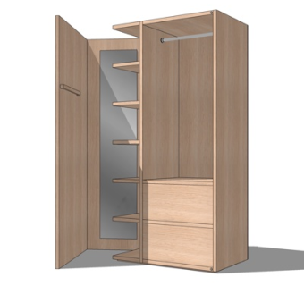 现代实木衣柜su模型