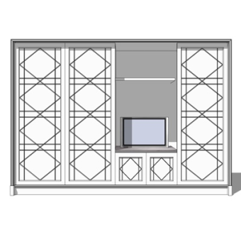 现代实木衣柜su模型
