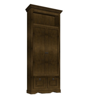 简欧实木衣柜su模型