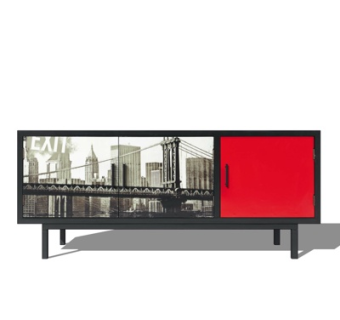 现代实木电视柜su模型