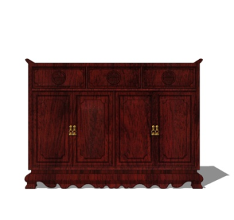 新中式实木边柜su模型