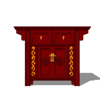 现代实木端景柜su模型