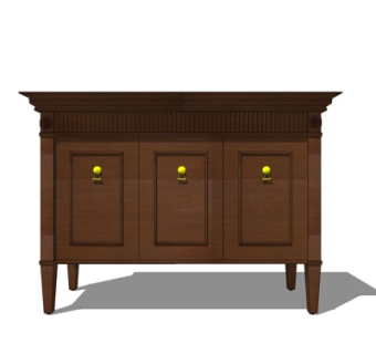 现代实木边柜su模型