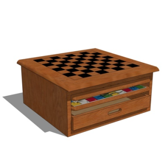 现代国际象棋棋盘桌su模型