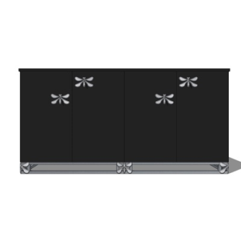 现代实木边柜su模型