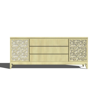 现代实木电视柜su模型