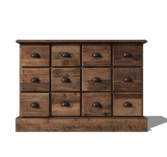 现代实木斗柜su模型