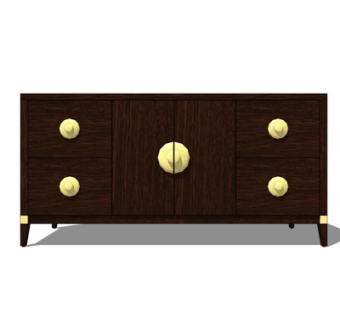 新中式实木边柜su模型