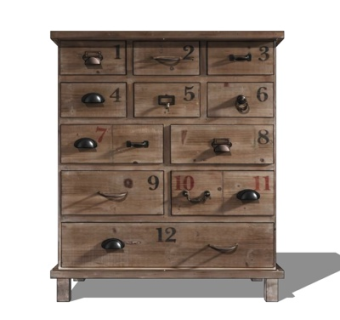 工业风实木边柜su模型