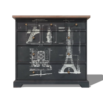 工业风实木边柜su模型