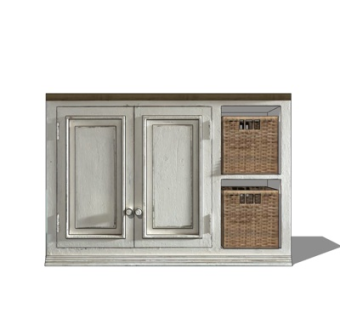 简欧实木边柜su模型