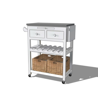 现代实木边柜su模型