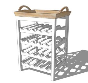 现代实木餐边柜su模型
