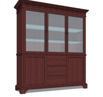 现代实木装饰柜su模型