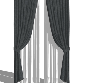 现代窗帘su模型