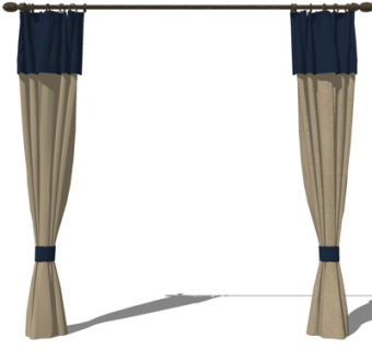 新中式窗帘su模型