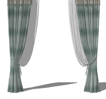 简欧窗帘su模型