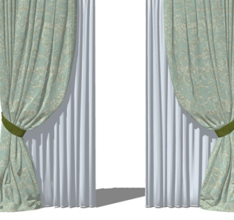 现代窗帘su模型