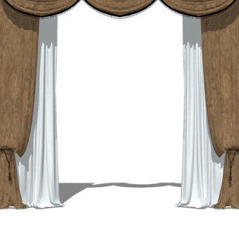 简欧窗帘su模型