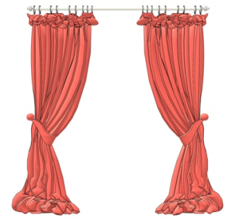 简欧窗帘su模型