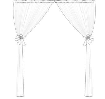 简欧窗帘su模型