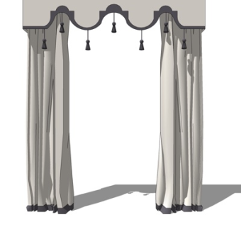 简欧窗帘su模型