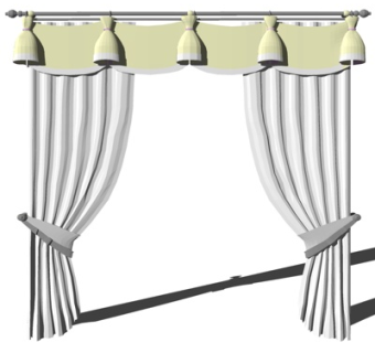 简欧窗帘su模型